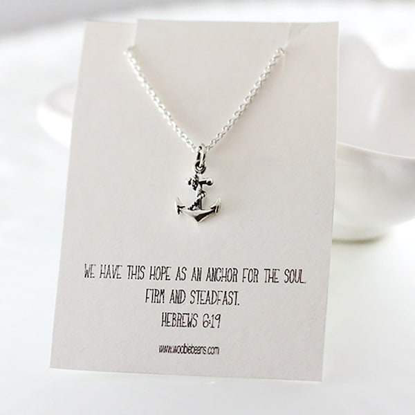 Sterling silver anchor necklace - Hebrews 6 19 - Trendy jewelry - Hope anchors the soul - Gift for her, Faith jewelry, Inspirational jewelry