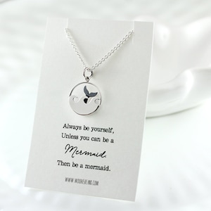 Nautical Sterling silver mermaid necklace Trendy jewelry Mermaid tail Whale tail Always be yourself unless you can be a mermaid
