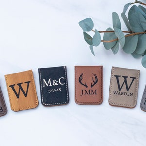 Clip de dinero de cuero personalizado - Clip de dinero personalizado - Regalo para él - Regalo de cuero - Regalo minimalista - Clip magnético - Cartera delantera delgada