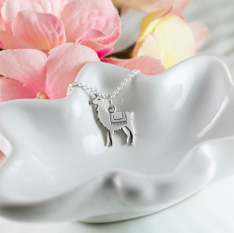 Llama necklace Sterling silver llama pendant Gift for her Llama charm Mama llama Animal lover Unique gift idea Teen gift image 1