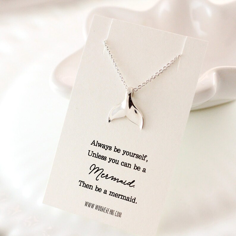 Nautical Sterling silver mermaid necklace Trendy jewelry Mermaid tail Whale tail Always be yourself unless you can be a mermaid