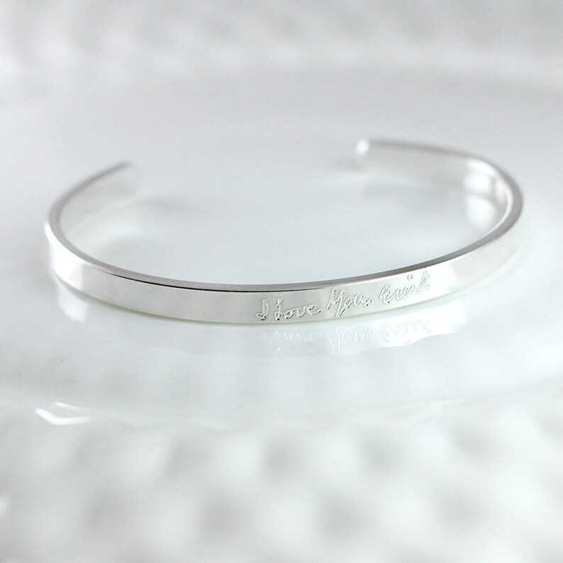 Handwriting Cuff Bracelet Sterling Silver Signature Bracelet Etsy
