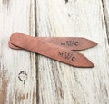 Hand Stamped Copper Collar Stays – Custom Monogram Gift