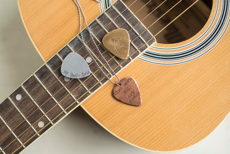 Custom Guitar Pick Necklace Personalized Guitar Pick Jewelry Etsy