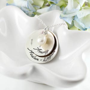 Personalized jewelry - Grandmother necklace - Custom hand stamped - Sterling silver name necklace - Gift for grandma - Mother&#39;s necklace