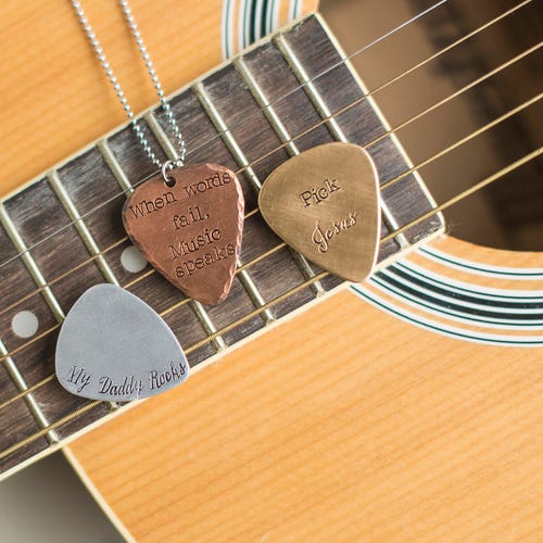 Custom Guitar Pick Necklace Personalized Guitar Pick Jewelry Etsy