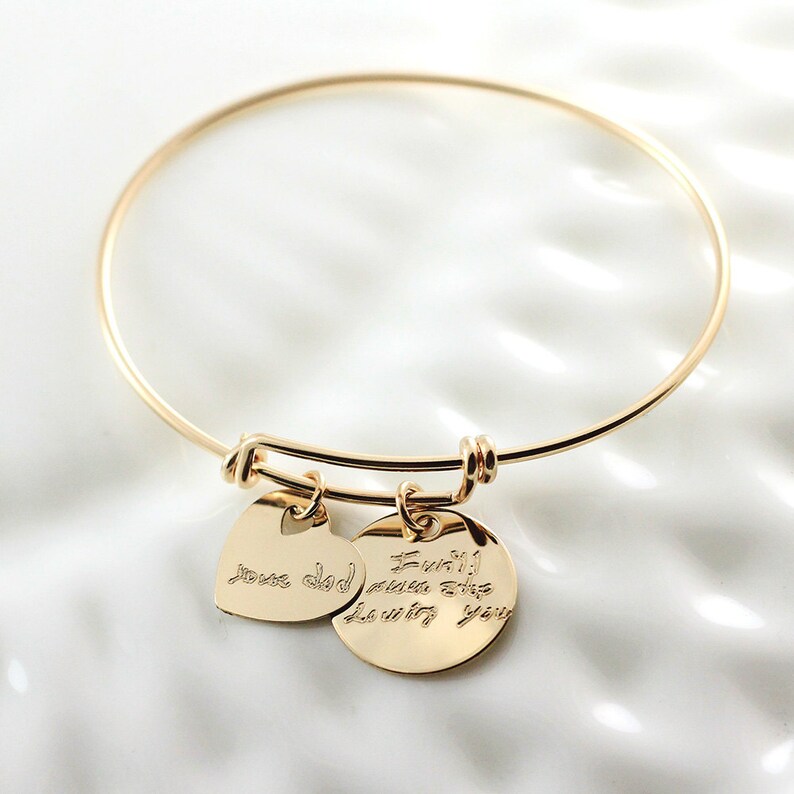 Gold handwriting bangle bracelet Signature bracelet Actual Etsy