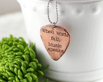 Personalized Guitar Pick Necklace – Hand Stamped Musician Jewelry