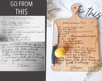 Handwritten recipe cutting board - Custom charcuterie board - Handwriting - Personalized gift - Grandma's handwriting - Family heirloom