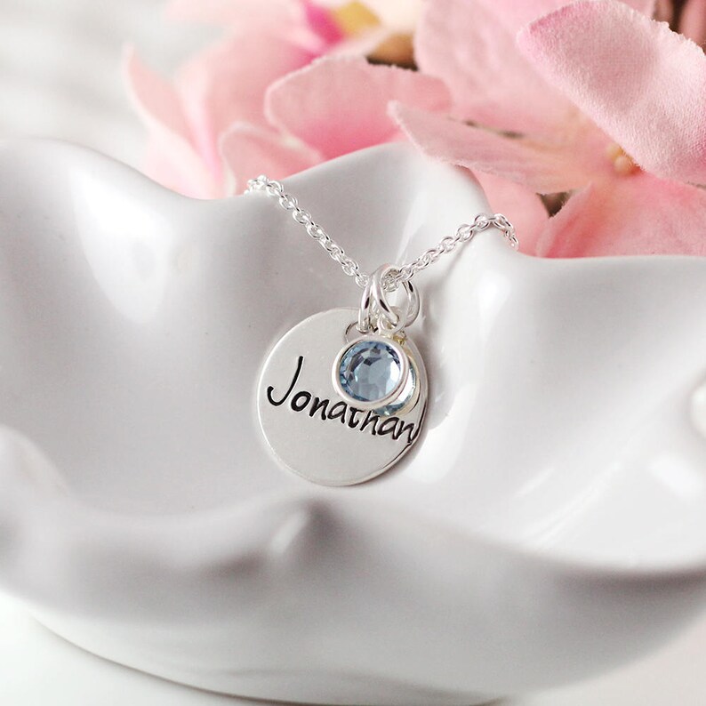 Mommy Necklace Sterling Silver Name Necklace Birthstone Etsy