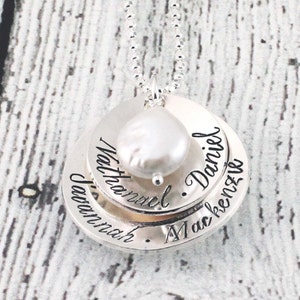 Personalized mom jewelry - Mommy necklace - Custom hand stamped - Sterling silver name necklace - Gift for mom - Grandmother necklace