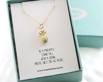 Pineapple necklace - Your choice of color, Silver, Gold - Trendy jewelry - Be a pineapple - Gift for her - Inspirational jewelry