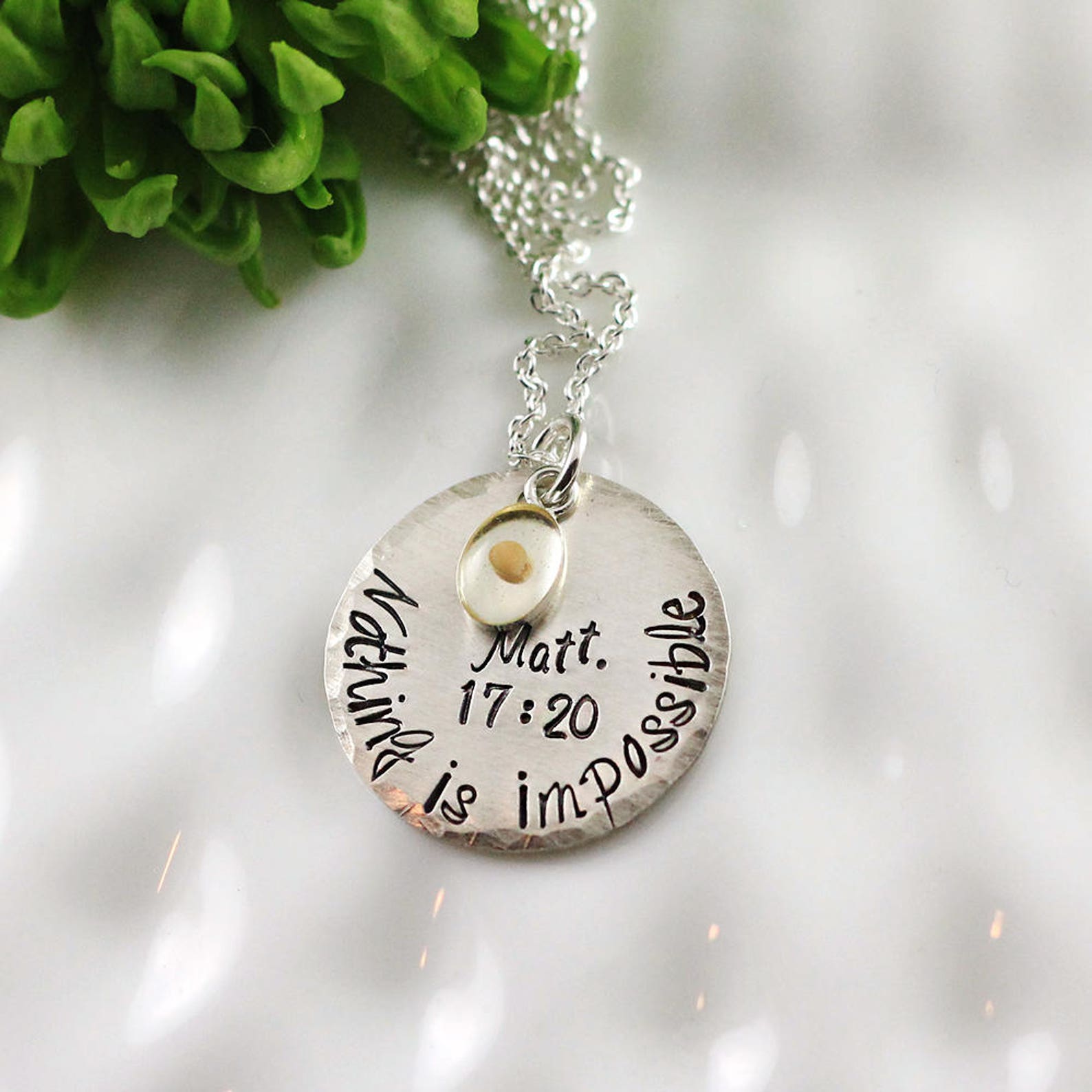 Mustard Seed Necklace Hand Stamped Sterling Silver Matthew Etsy