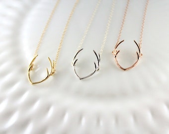 Deer antler necklace - Your choice of color, Silver, Gold, Rose gold - Trendy jewelry - Horn necklace - Gift for her - Outdoor lover