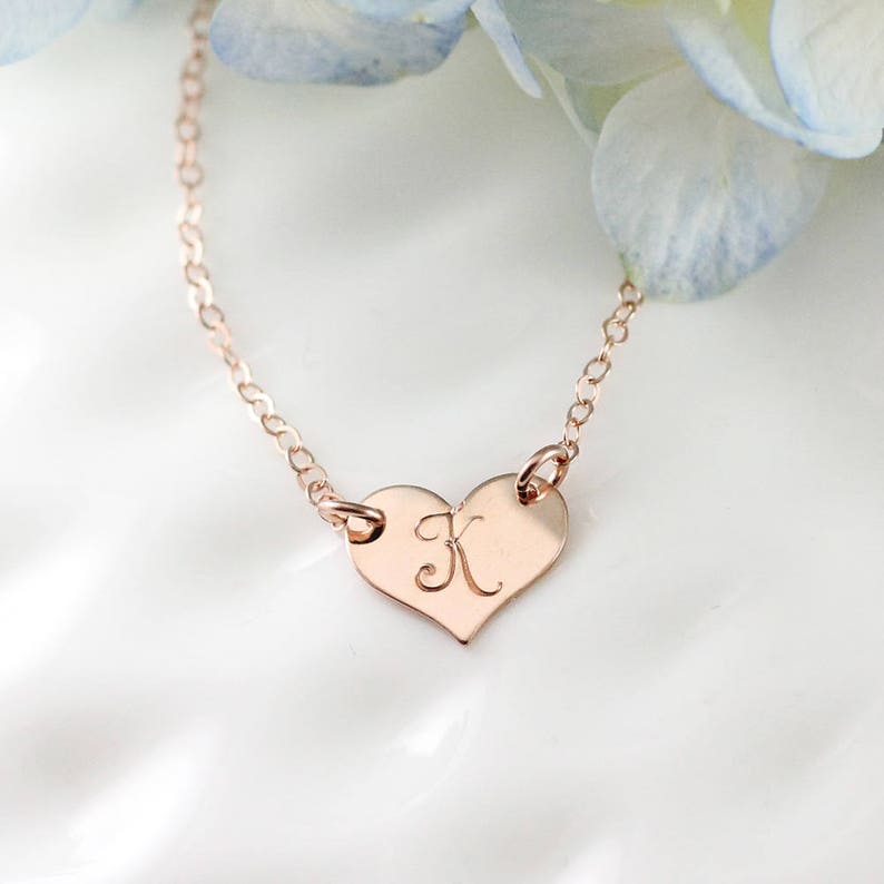 Rose Gold Initial Necklace 14K Rose Gold Filled Jewelry - Etsy
