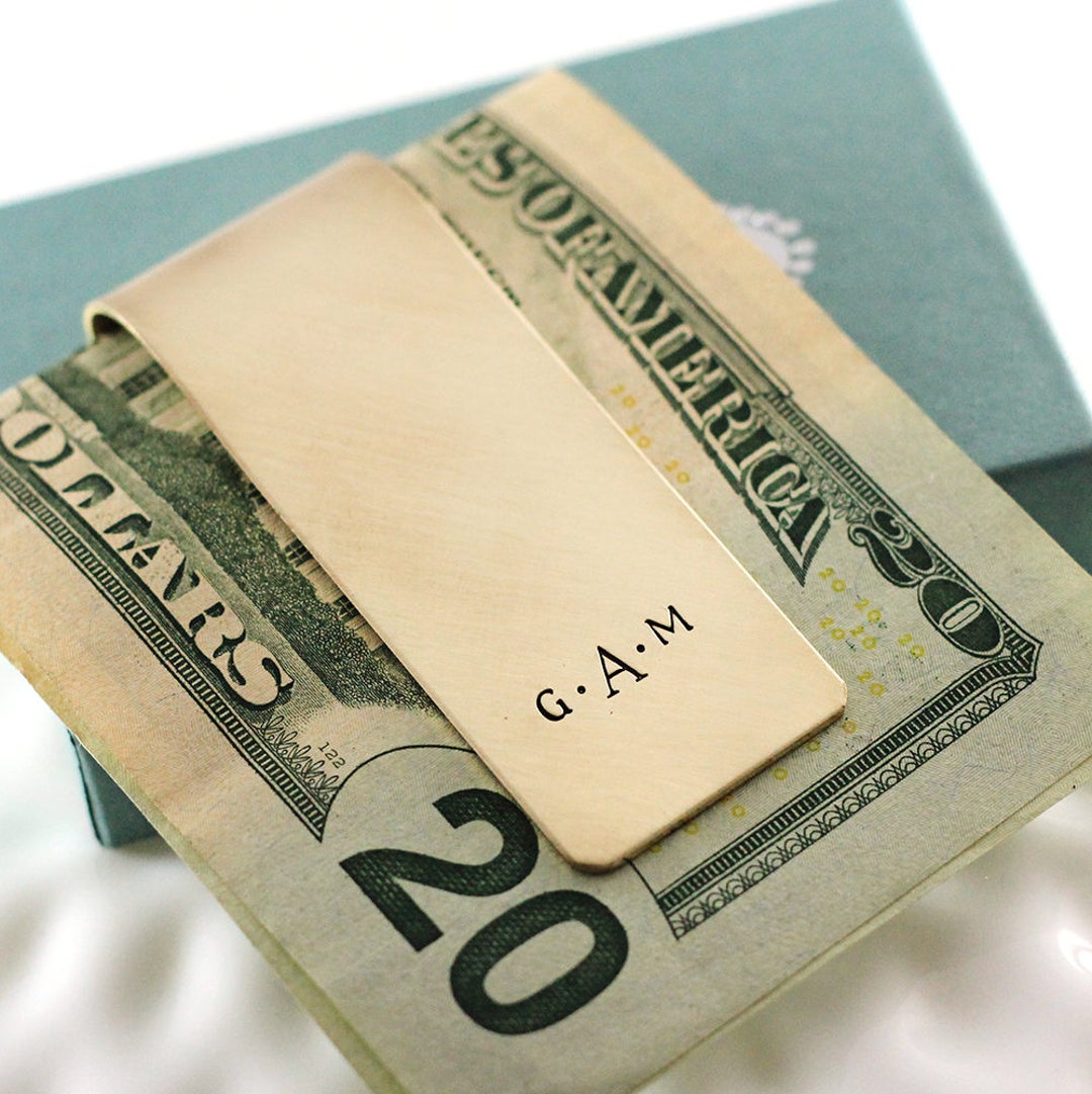 Custom Gold Brass Money Clip – Personalized Monogram Gift - Etsy