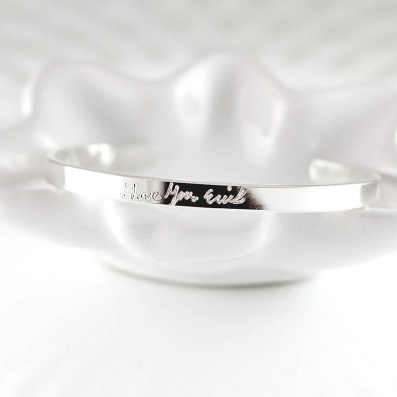 Handwriting Cuff Bracelet Sterling Silver Signature Bracelet Etsy