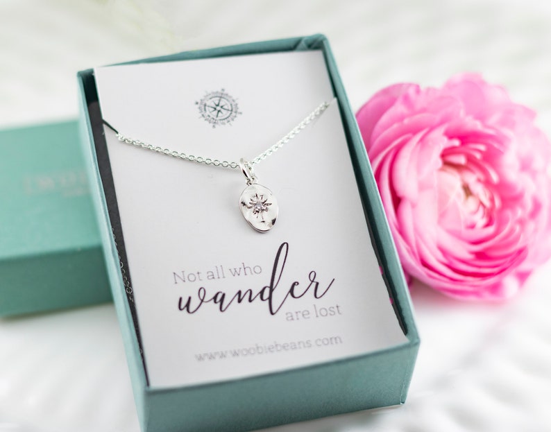 Silver Compass Necklace Gold Compass Long Distance Gift Etsy