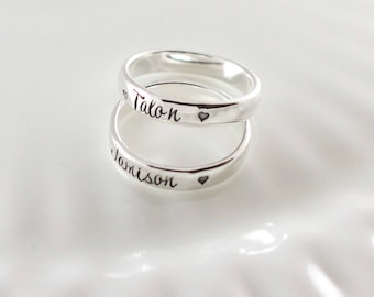 Mothers rings - Stackable rings - Name rings - Sterling silver - Personalized hand stamped jewelry - Mommy jewelry - Gift mom - Mothers Day