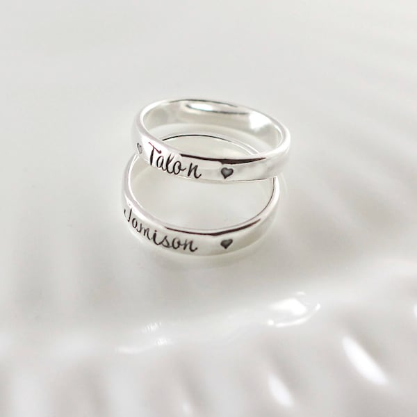 Mothers rings - Stackable rings - Name rings - Sterling silver - Personalized hand stamped jewelry - Mommy jewelry - Gift mom - Mothers Day