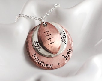 Football mom necklace - Football mom jewelry - Personalized football necklace - Hand stamped jewelry -  Custom football brag jewelry