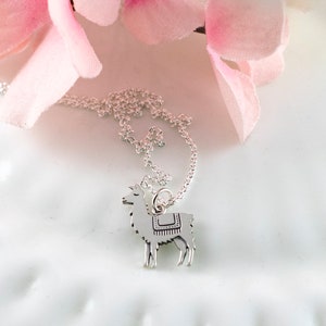 Llama necklace Sterling silver llama pendant Gift for her Llama charm Mama llama Animal lover Unique gift idea Teen gift image 2