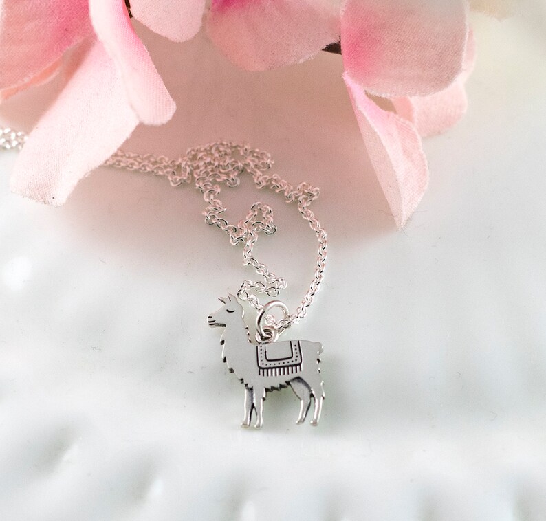 Llama necklace Sterling silver llama pendant Gift for her Llama charm Mama llama Animal lover Unique gift idea Teen gift image 2