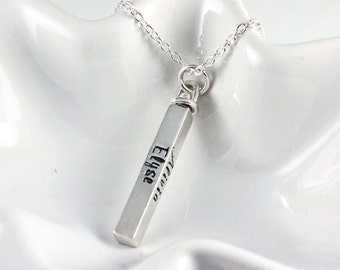 Mom jewelry - Mothers necklace - Sterling silver hand stamped 4-sided bar necklace - Mommy name necklace - Family - Grandma - Swivel bar