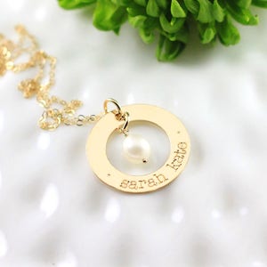 Gold name necklace - Personalized jewelry - Name necklace - Hand stamped mothers necklace - Mom jewelry - Mothers Day - Grandmother necklace