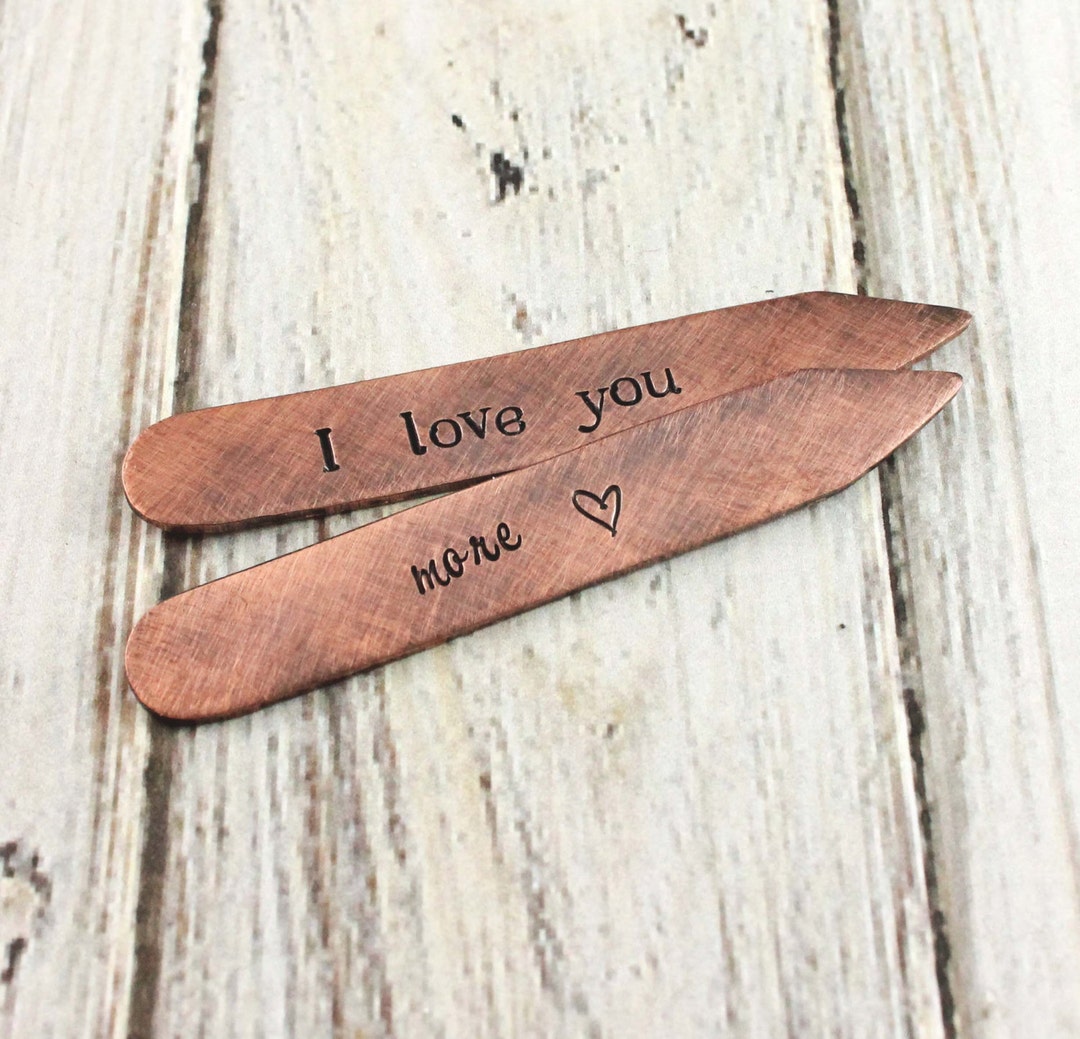 Custom Collar Stays Hand Stamped Groom Gift Personalized Etsy