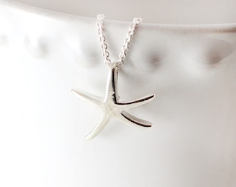 Sterling silver starfish necklace - Beach jewelry - Trendy jewelry - Bridesmaid gift - Nautical - Ocean theme - Beach wedding - Gift for her