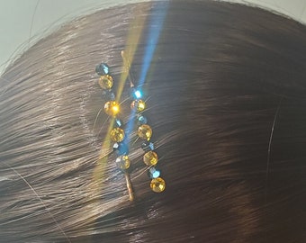 Épingles à cheveux bicolores avec strass
