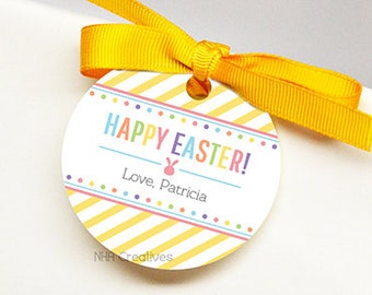 Personalized Happy Easter Favor Tag - Dots - DIY Printable Digital File