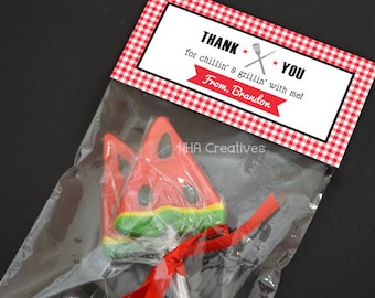 Personalized Barbecue Treat Bag Topper - BBQ Spatula and Fork - DIY Printable Digital File