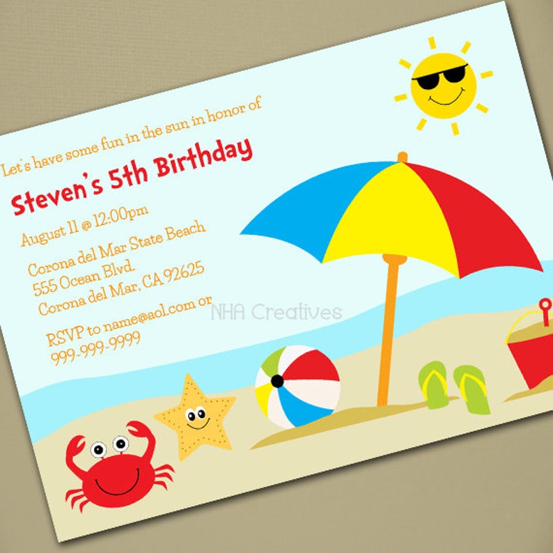 Beach Birthday Invitation Personalized DIY Printable Digital File image 2