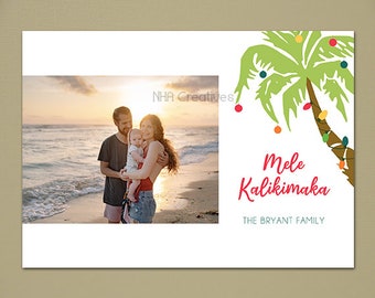 Mele Kalikimaka Photo Christmas Card - Christmas Palm Tree - Personalized DIY Printable Digital File