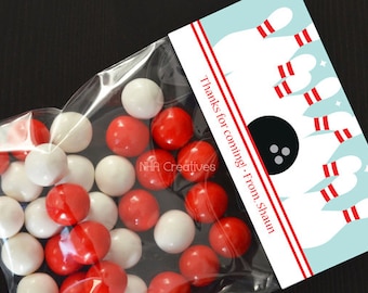 Personalized Bowling Treat Bag Topper - DIY Printable Digital File