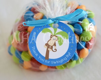 Monkey Favor Tag - Girl or Boy - DIY Printable Digital File