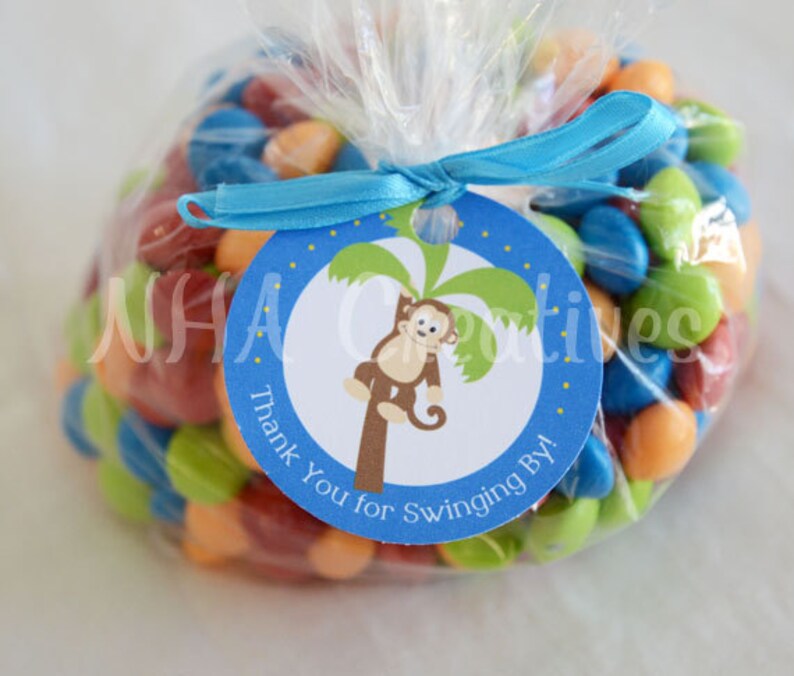 Monkey Favor Tag Girl or Boy DIY Printable Digital File image 1