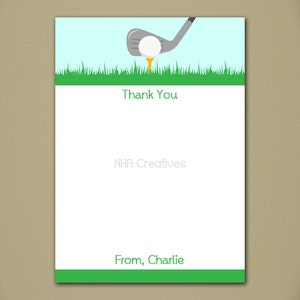 Gepersonaliseerde Golf Thank You Note - 5x7 "Flat Card - Gepersonaliseerde DIY afdrukbare digitale file