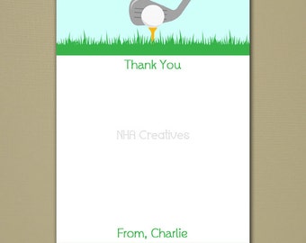 Personalized Golf Thank You Note - 5x7" Flat Card - Personalized DIY Printable Digital File