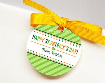 St. Patrick's Day Favor Tag - Dots - Personalized DIY Printable Digital File