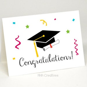 Felicitaciones tarjeta de graduación - birrete y diploma de graduación - archivo digital imprimible DIY