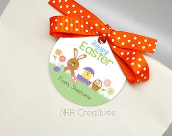 Personalized Happy Easter Favor Tag - Easter Brunch - DIY Printable Digital File