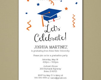 Custom Graduation Invitation - Let's Celebrate - DIY Printable Digital File