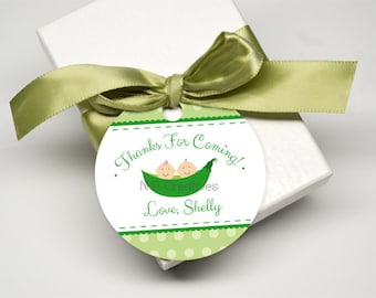 Personalized Twins Baby Shower Tag - Two Peas In A Pod - Personalized DIY Printable Digital File