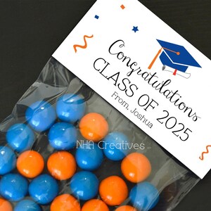 Adorno personalizado para bolsa de regalo de graduación: archivo digital imprimible