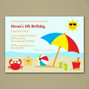 Beach Birthday Invitation Personalized DIY Printable Digital File image 1