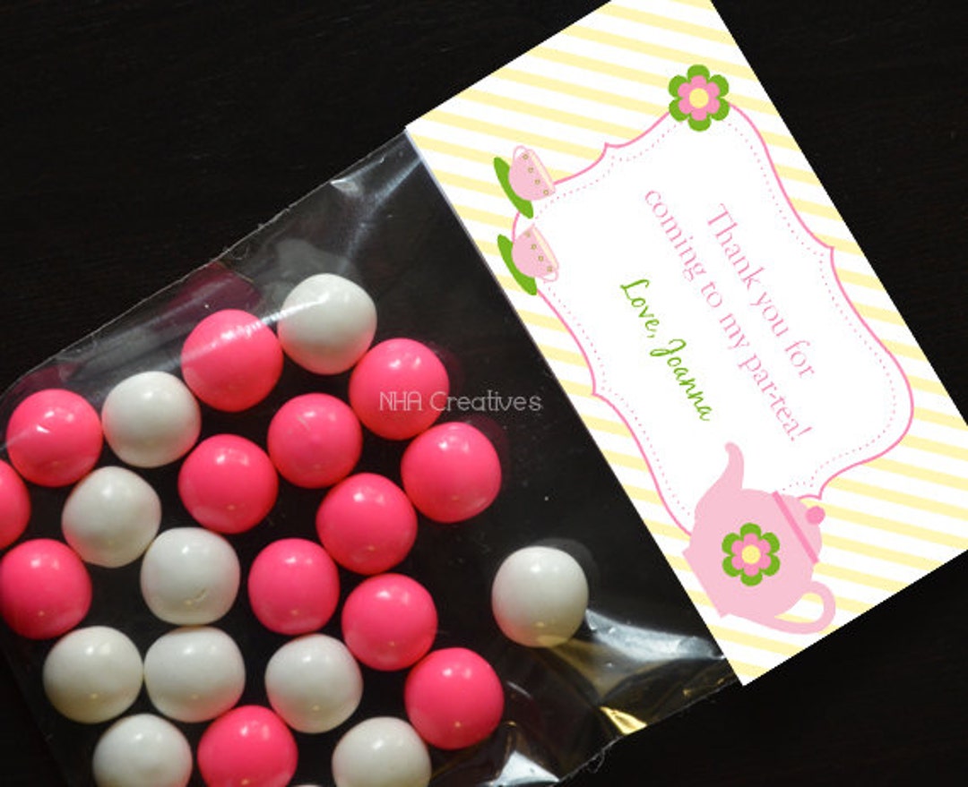 Personalized Tea Party Themed Treat Bag Topper DIY Printable Digital