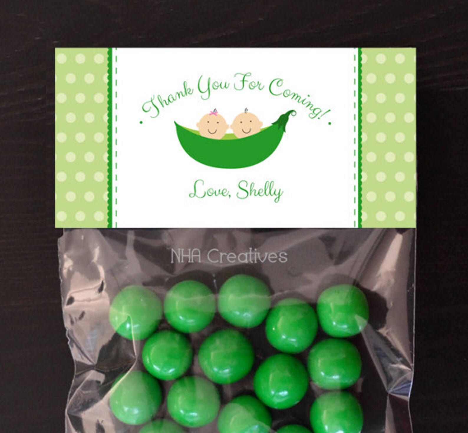 Personalized Twins Baby Shower Treat Bag Topper Two Peas in Etsy